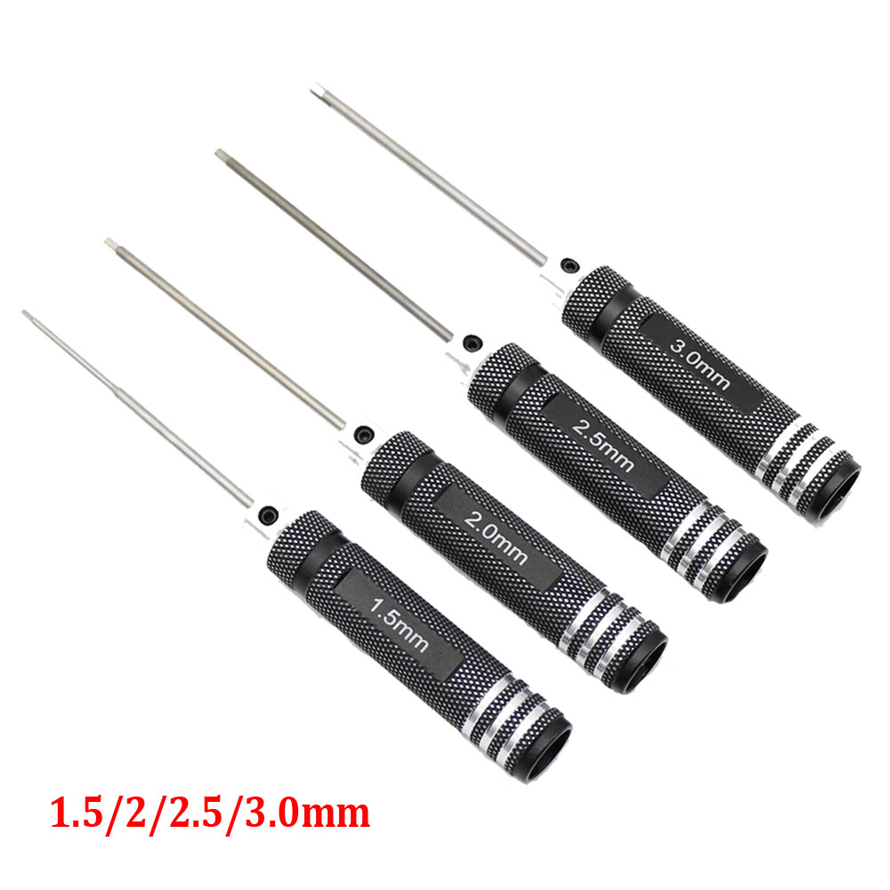 Rc Hobby Electric Screwdriver - 4 adet 1.5/2/2.5/3.0mm siyah altıgen sürücüler